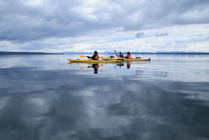 Kayak Day Paddle on Yellowstone Lake - A picnic beach stop in the middle of the paddle
