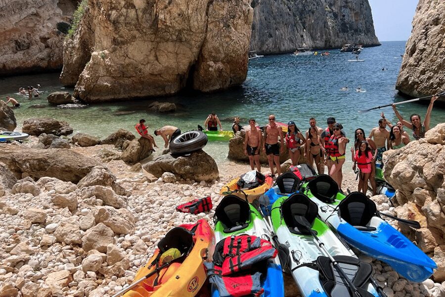 kayak route in granadella javea cave llop marí,cala en caló - The guides make the difference