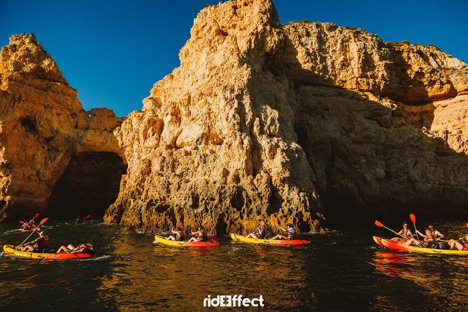 Kayak tour in Lagos to visit the caves. - Snorkeling is a bonus, not the main event