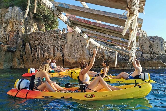 Kayaking to Island Saint Jerolim with snorkeling activitie - Danijel’s Lighthouse and the recycled-material creations