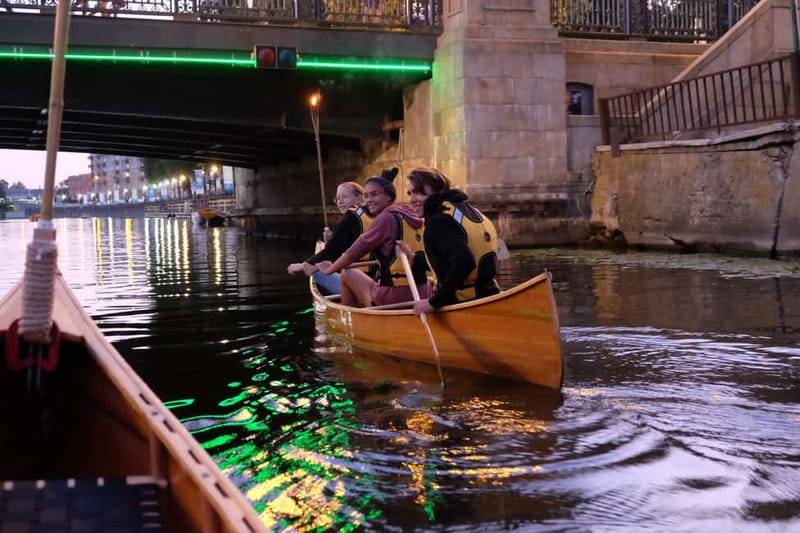 Klaipeda: Evening Guided Tour by Wooden Canoe - Finding the red bridge at Klaipėdos Irklavimo Centras