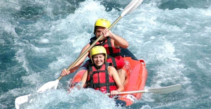 Koprulu Canyon: River Kayaking Experience with Lunch - Getting fitted with a canoe, helmet, and life vest