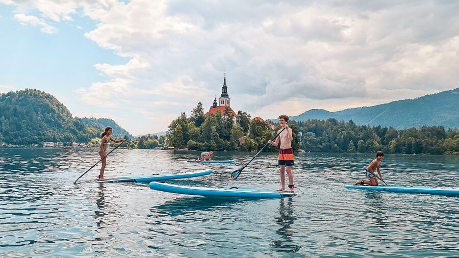 Lake Bled Stand-Up Paddle Boarding Tour - SUP games, yoga poses, and a break on the water