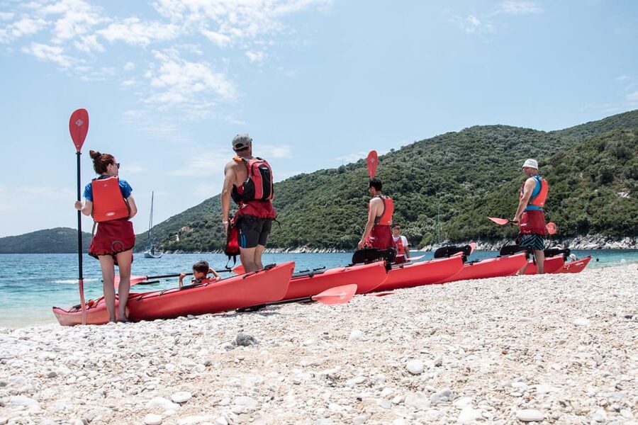 Lefkada: Blue Cave Kayak Tour with a Taste of Greece - Entering the Blue Cave