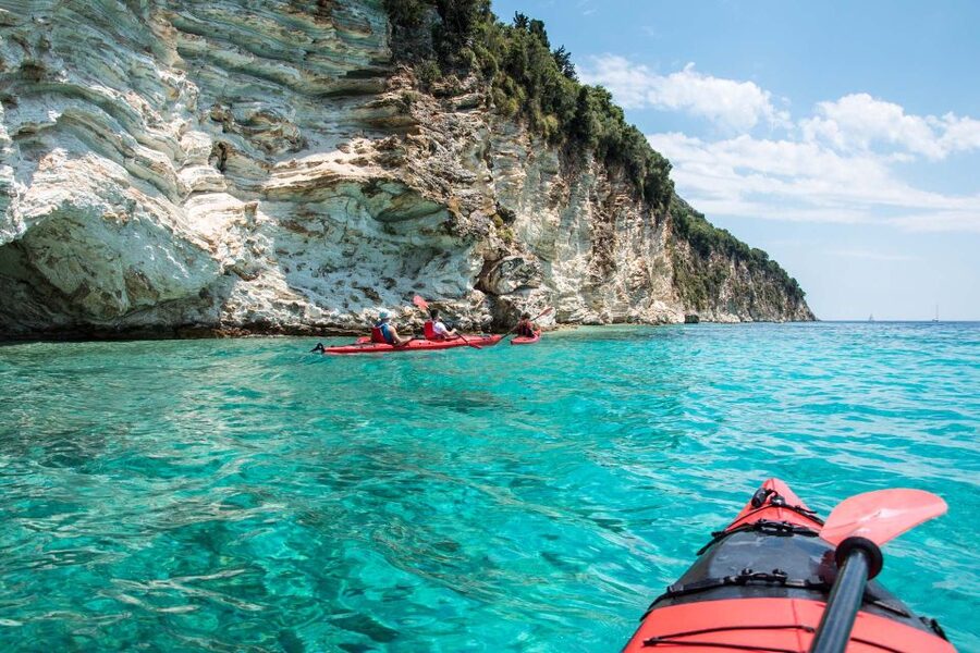 Lefkada: Full Day Sea Kayaking Tour - Red Rock Beach gives you an early swim