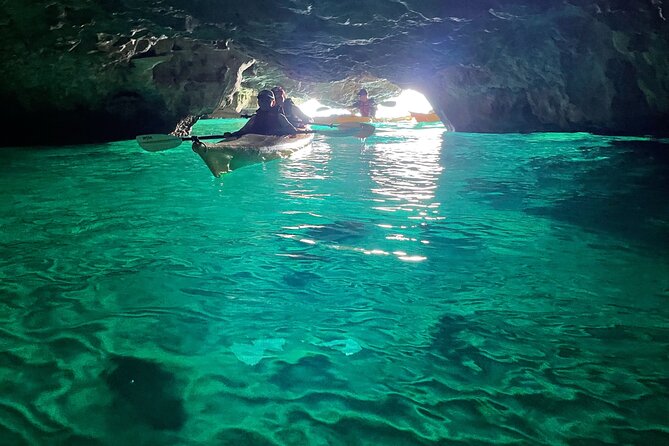 Leuca kayak tour + swimming + speleo-trek in cave - Three Doors Cave and Nativity Cave add variety