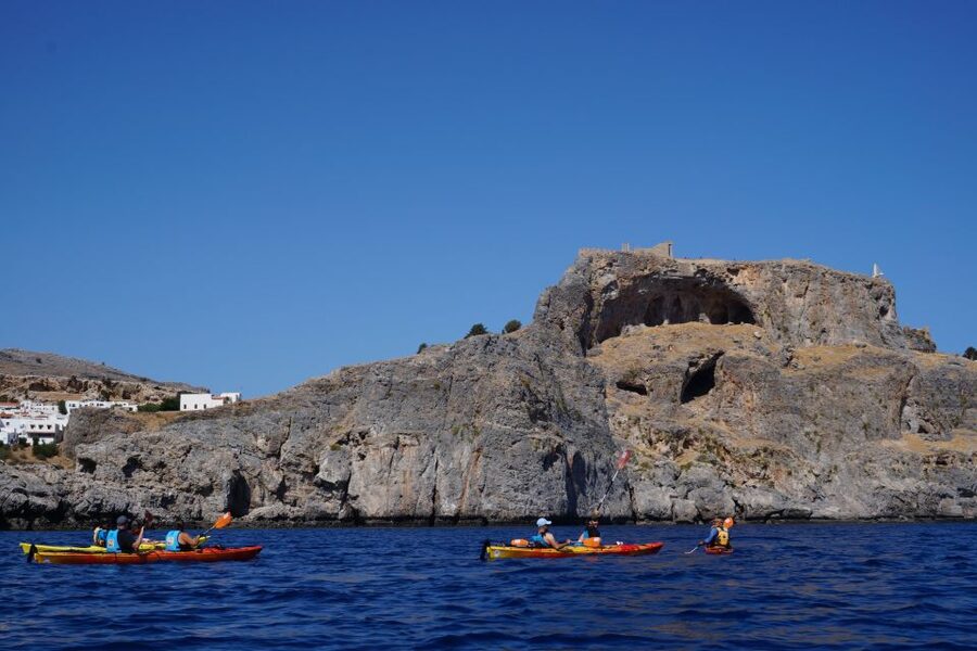 Lindos: Sea Kayaking & Acropolis of Lindos Tour with Lunch - St Paul’s Bay from the water