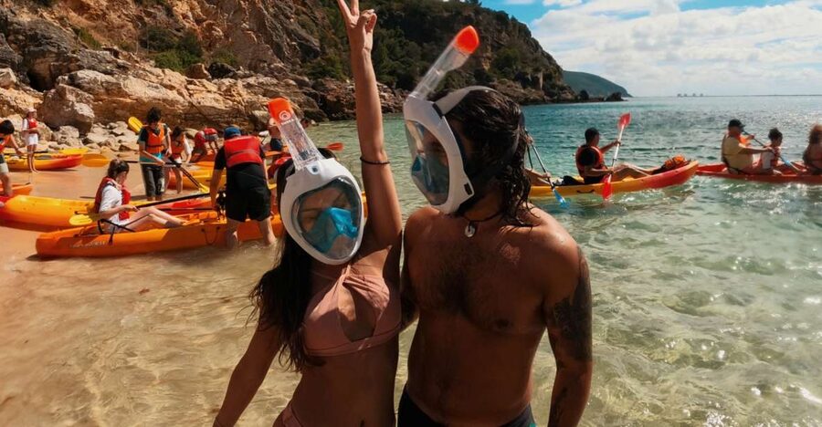 Lisbon: Arrábida Kayak & Wild Beach Snorkeling Pickup Option - Kayaking below the Arrábida cliffs