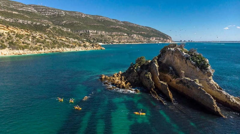 Lisbon: Kayak Tour Arrábida Natural Park, Setubal, Sesimbra - Anicha Island and the marine life stop