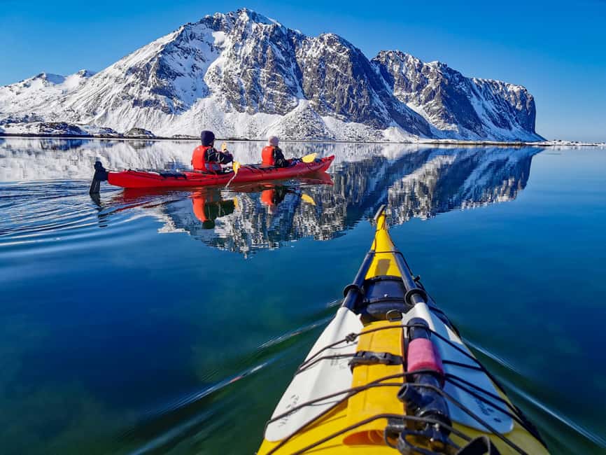 Lofoten: Half-Day Winter Kayak Adventure - Getting ready in a drysuit and double kayak