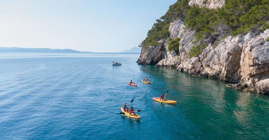 Makarska: Guided Sea Kayaking Tour with Snorkeling Stop - The beach break at Nugal