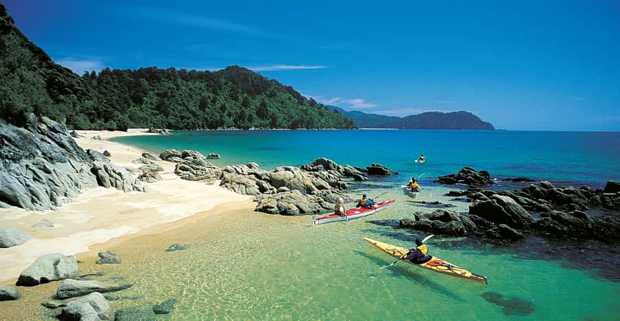 Mārahau: Abel Tasman Marine Reserve Kayak Tour - The water taxi makes the full-day route practical