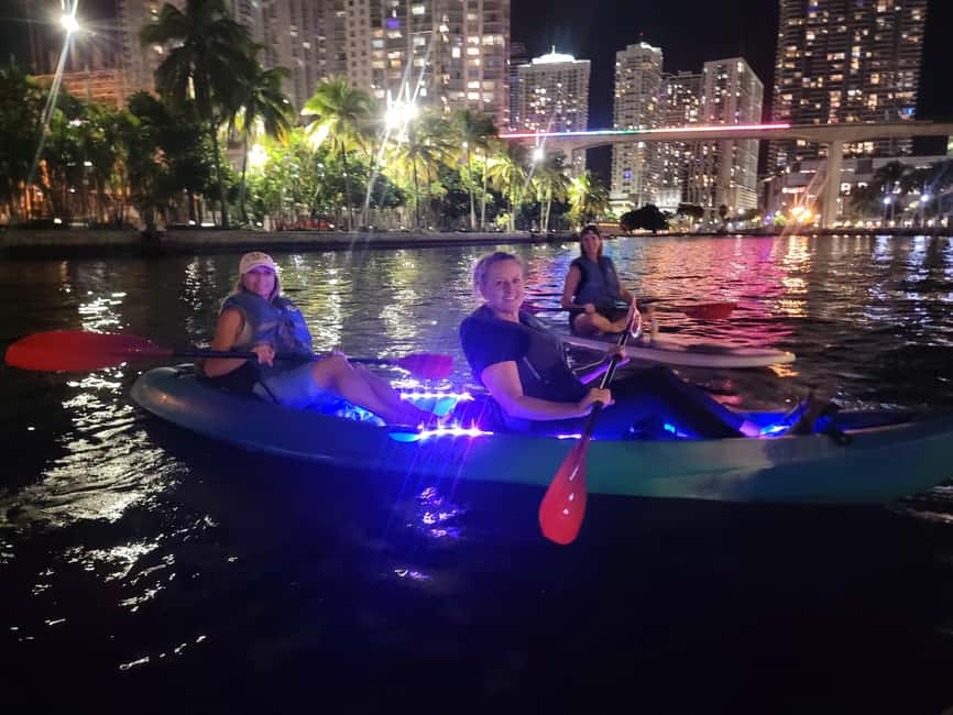 Miami: Guided LED-Lit Kayak Night Tour - Miami’s skyline from a glowing kayak