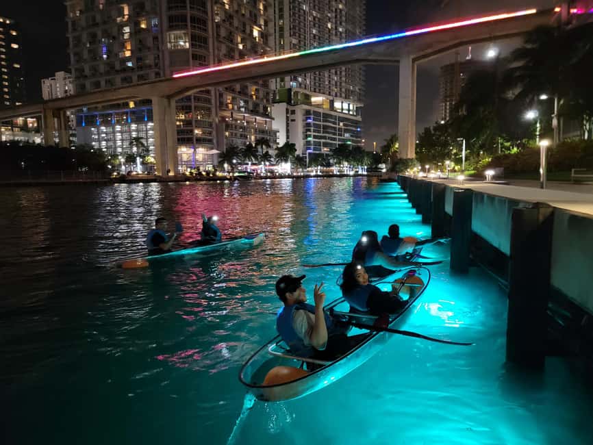 Miami: Guided LED-Lit Kayak Night Tour - Down the Miami River, with the city on both sides