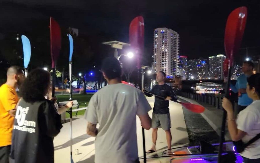 Miami: Guided LED-Lit Kayak Night Tour - The downtown towers are the main payoff