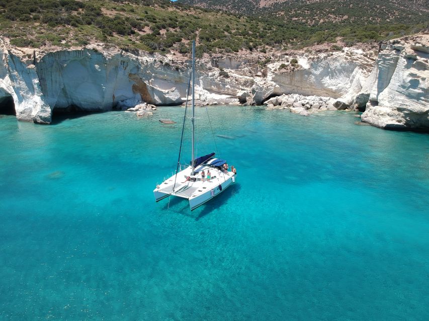 Milos: Full-Day Catamaran Cruise with Paddle Board - Sykia Cave and its natural skylight