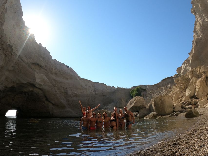 Milos: Full-Day Catamaran Cruise with Paddle Board - The final swim at Saint Dimitrios