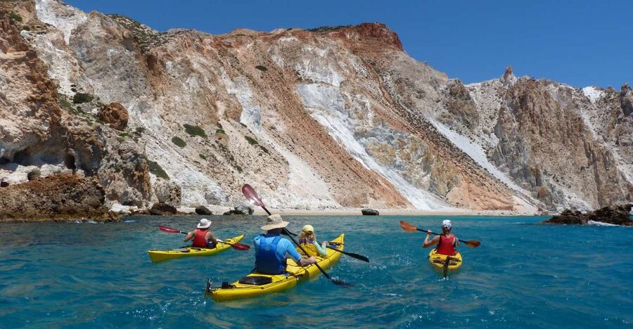 Milos: Guided Kayaking Trip with Snorkelling & Lunch - The first hour on the water