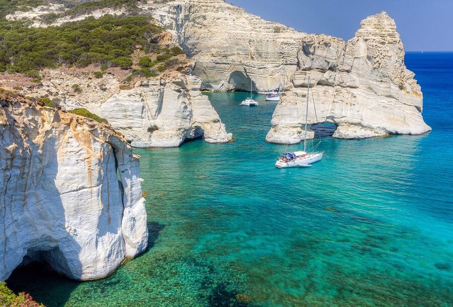 Milos: Milos and Polyaigos Snorkeling and SUP Cruise - The old sulfur mines at Thiorichia