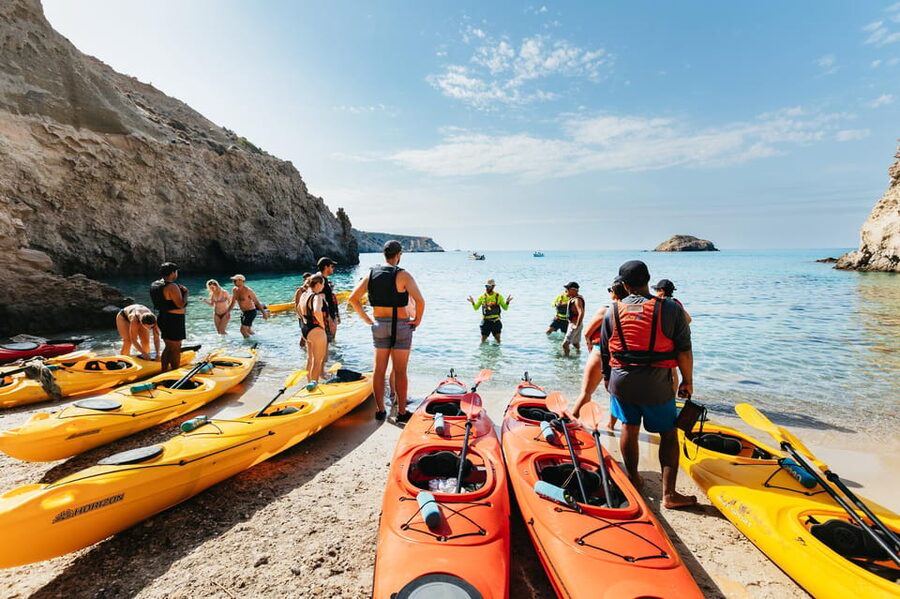 Milos: Tsigrado and Gerakas Beach Kayaking Tour - Paddling from Fyriplaka toward Tsigrado