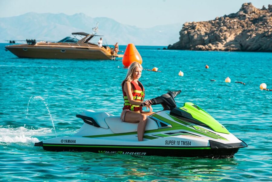 Mykonos: Super Paradise Beach Jet Ski, Canoe, & SUP Rental - Lockers make a beach activity easier