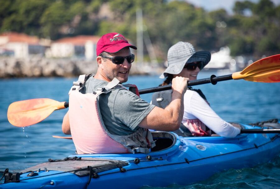 Navarino Bay: Sea Kayaking with Lunch - Paddling Toward Sphacteria’s Rocky Shore