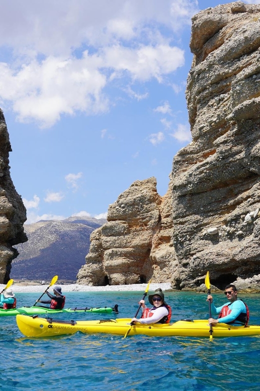 Naxos: Moutsouna Caves Sea Kayak Tour, Snorkeling & Picnic - Sea caves and volcanic rock along the eastern coast