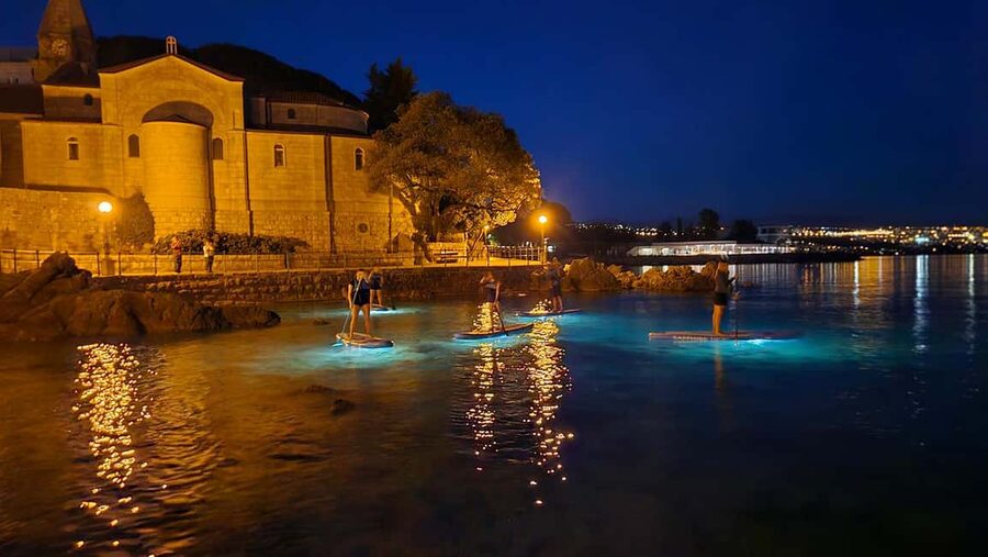 Opatija: Guided SUP Paddleboarding Adventure at Night - Learning the basics before leaving shore
