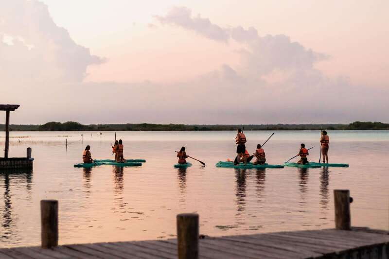 Paddleboard or kayak sunrise tour in Bacalar lagoon - Bird Island at first light
