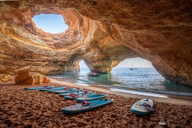 Paddleboarding adventure at Benagil caves - Paddling into the Benagil sea caves