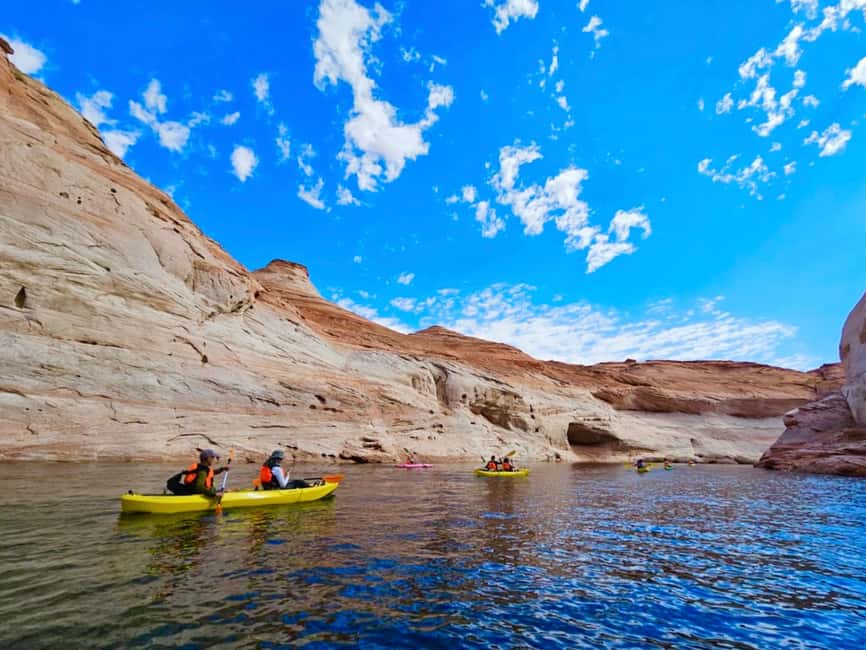 Page/Lake Powell: Guided Kayak & Water Antelope Canyon Tour - Paddling Lake Powell toward the canyon