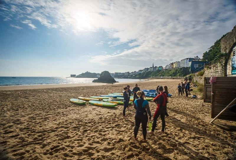 Pembrokeshire: Paddle Boarding At Tenby North Beach - Getting steady on the board before leaving shore