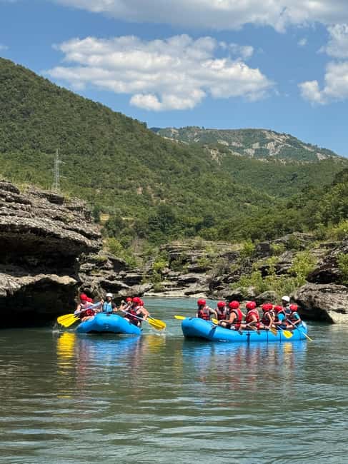 Permet: Kayak Experience - Vjosa River National Park Albania - Gentle water first, then the Vjosa opens up
