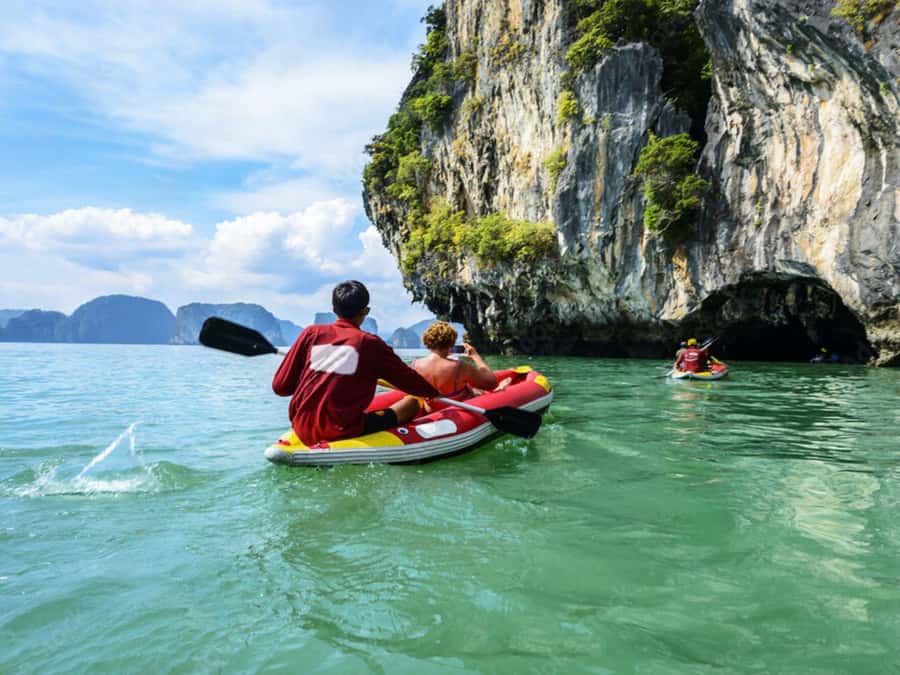 Phuket: James Bond Island Canoeing & Sunset Yacht Dinner - Canoeing through Hong Island