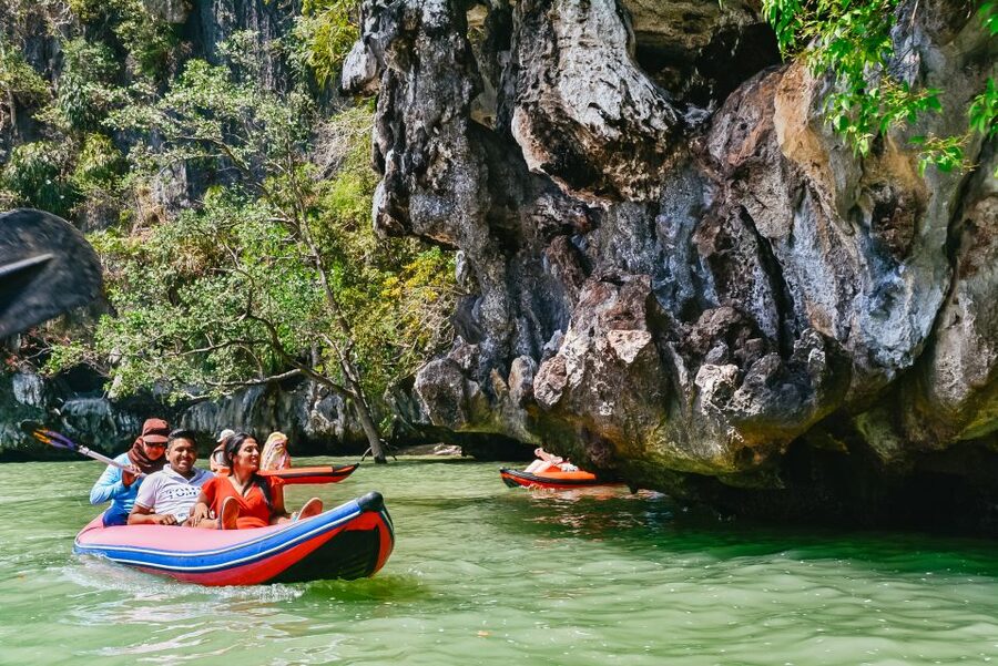 Phuket: James Bond Island Longtail Boat and Sea Canoe Tour - Longtail boats through Ao Phang Nga