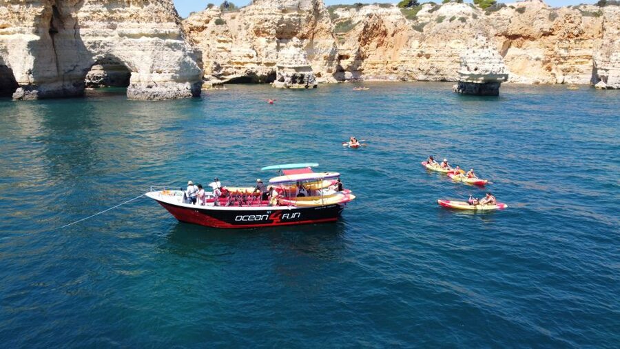 Portimão: Benagil Caves Speedboat and Kayak Guided Tour - Praia da Marinha adds another 30 minutes