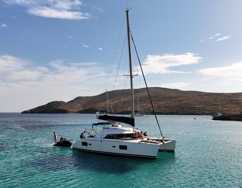 Private Catamaran Cruise Mykonos Delos with Meals & SUP - Passing Delos without touring the ruins