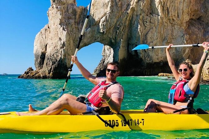 Private Los Cabos Arch & Playa del Amor tour by Glass bottom kayak - Pelican Rock: the snorkeling stop