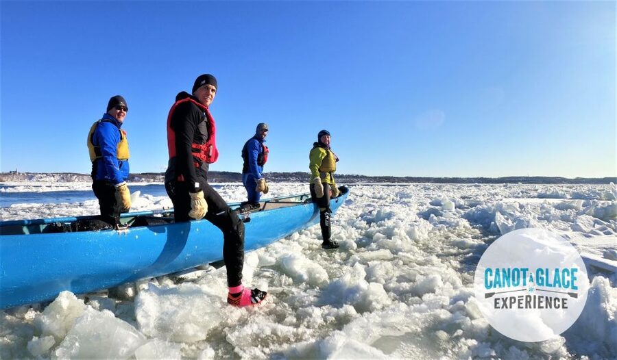 Quebec City: Ice Canoeing with Hot Chocolate & Sauna - On the St. Lawrence: paddle first, then push