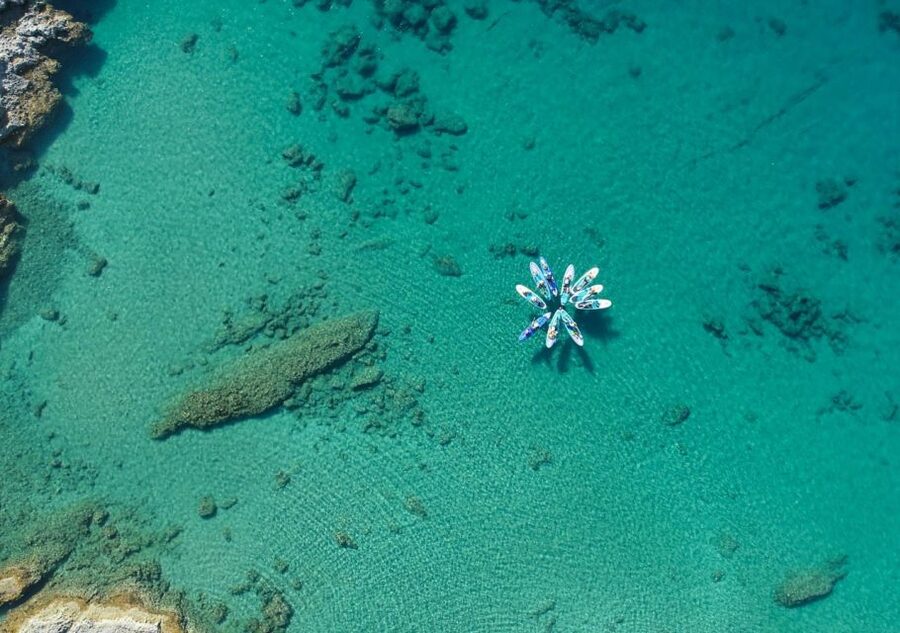 Rhodes: Stand-Up Paddleboard and Snorkeling Tour - Leaving Stegna by paddleboard