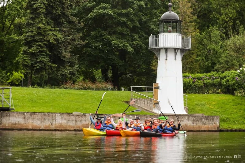 Riga: Kayak Rental in the City Center - The Opera, Freedom Monument, and Central Market from the Water