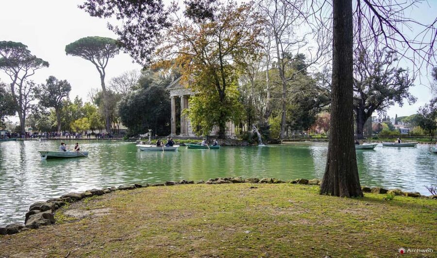 ROME: Villa Borghese Lake tour by boat paddling independently +aperitivo - Casina del Lago and the Roman aperitivo