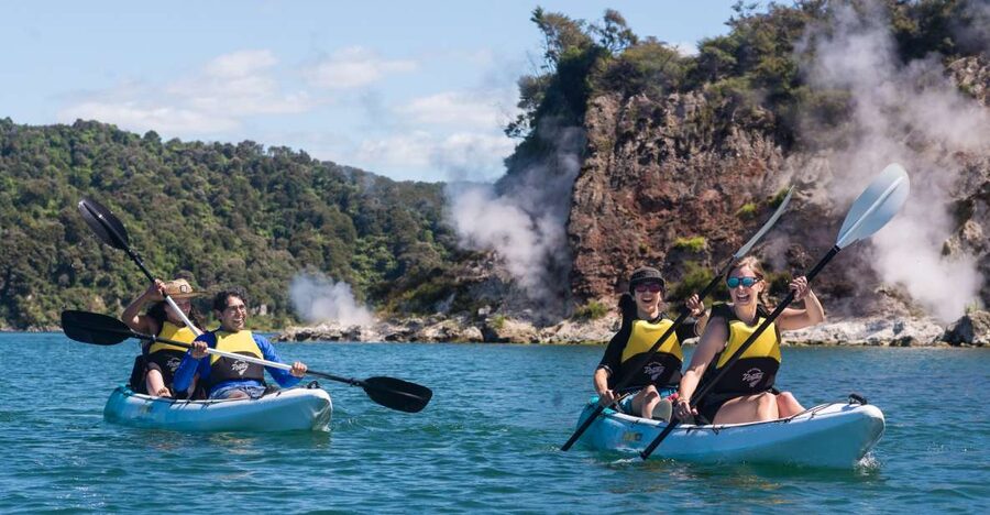 Rotorua: Waimangu Valley Walk and Steaming Cliffs Kayak Tour - Walking through Waimangu’s volcanic country