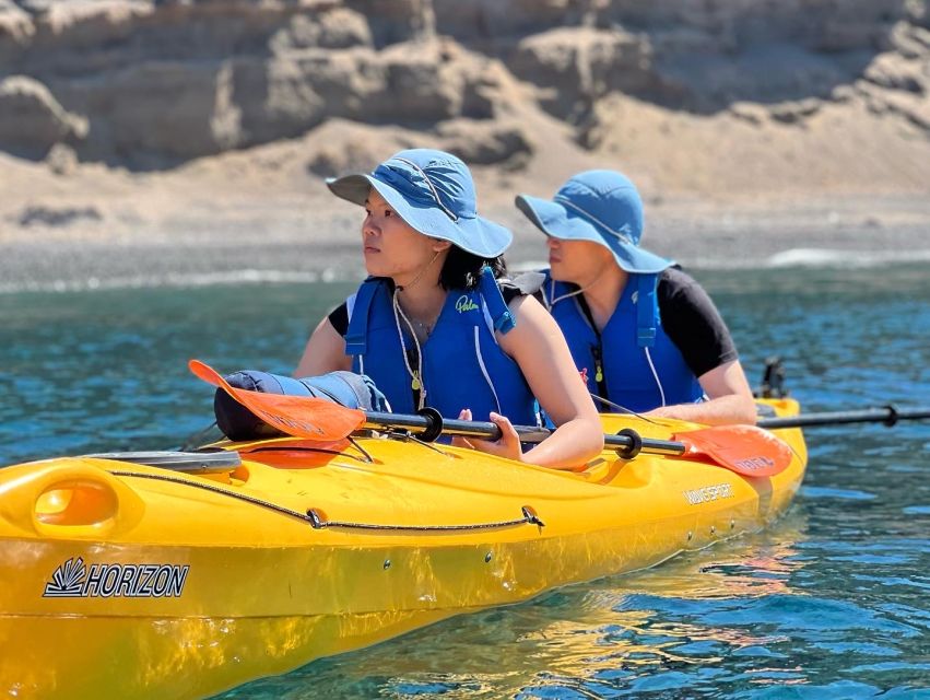 Santorini: Sea Caves Kayak Trip with Snorkeling and Picnic - The small group and family touch