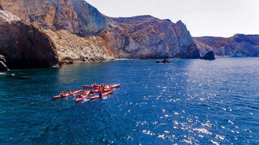 Santorini: Sea Kayaking with Light Lunch - Red Beach and Santorini’s volcanic colors