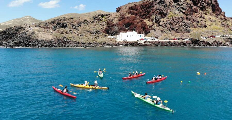 Santorini: South Sea Kayaking Tour with Sea Caves and Picnic - Returning Along the South Coast