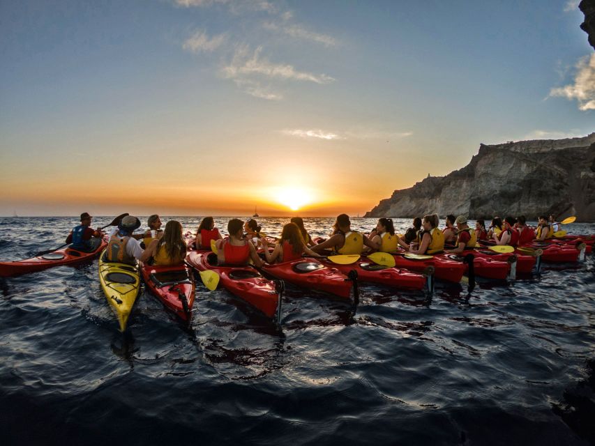 Santorini: Sunset Sea Kayak with Light Dinner - Mesa Pigadia to White Beach along the volcanic coast