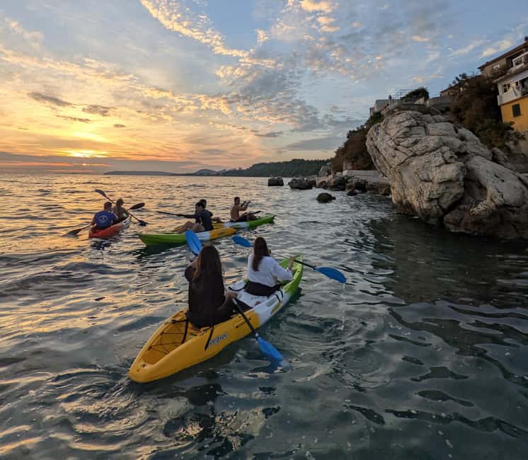 Split: Sunset Guided Kayaking Tour - Reaching the Adriatic for swimming and cliff jumping
