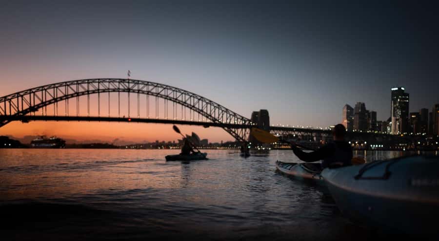 Sydney Sunrise Kayak Tour on Sydney Harbour - Sunrise behind the Opera House