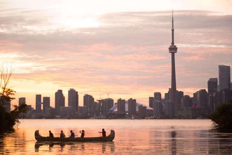 Toronto Islands: Sunset Canoe Tour - The skyline view from the canoe
